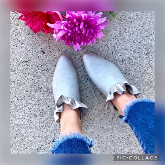 New! Grey Slip On Bootie with Ruffle and Zipper - Picture 2 of 13